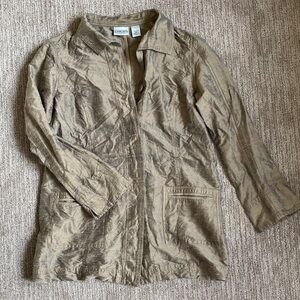 100% Silk Chico's Women's Lightweight Jacket/ Button Down Shirt Shimmering Brown